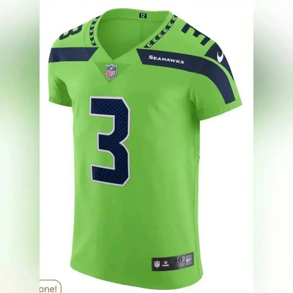 Nike Russell Wilson Neon Green Seattle Seahawks Alternate Vapor Elite Play XL - Picture 2 of 7